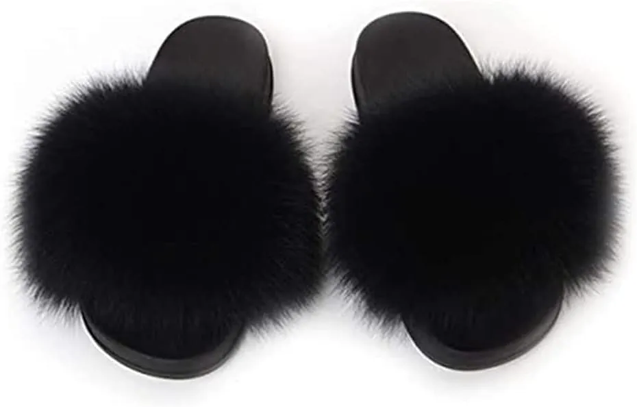 TangDao Fur Slippers Slides for Women Women's Open Toe Furry Slides Faux Fur Slides Fuzzy Slippers Girls Fluffy Single Strap Slip On Sandals Outdoor Indoor Summer Shoes