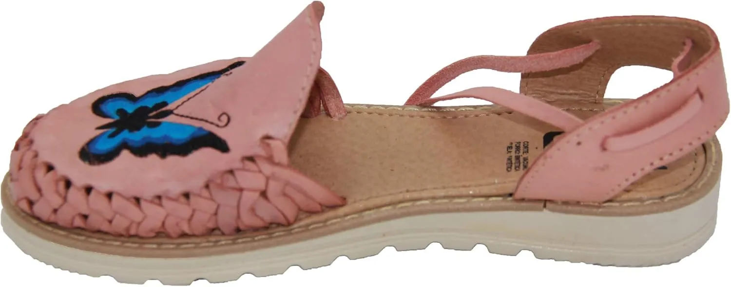 The Western Shops Womens Leather Butterfly Sandal, Mexican Huarache Sandal, Womens Butterfly Huarache Sandal Pink
