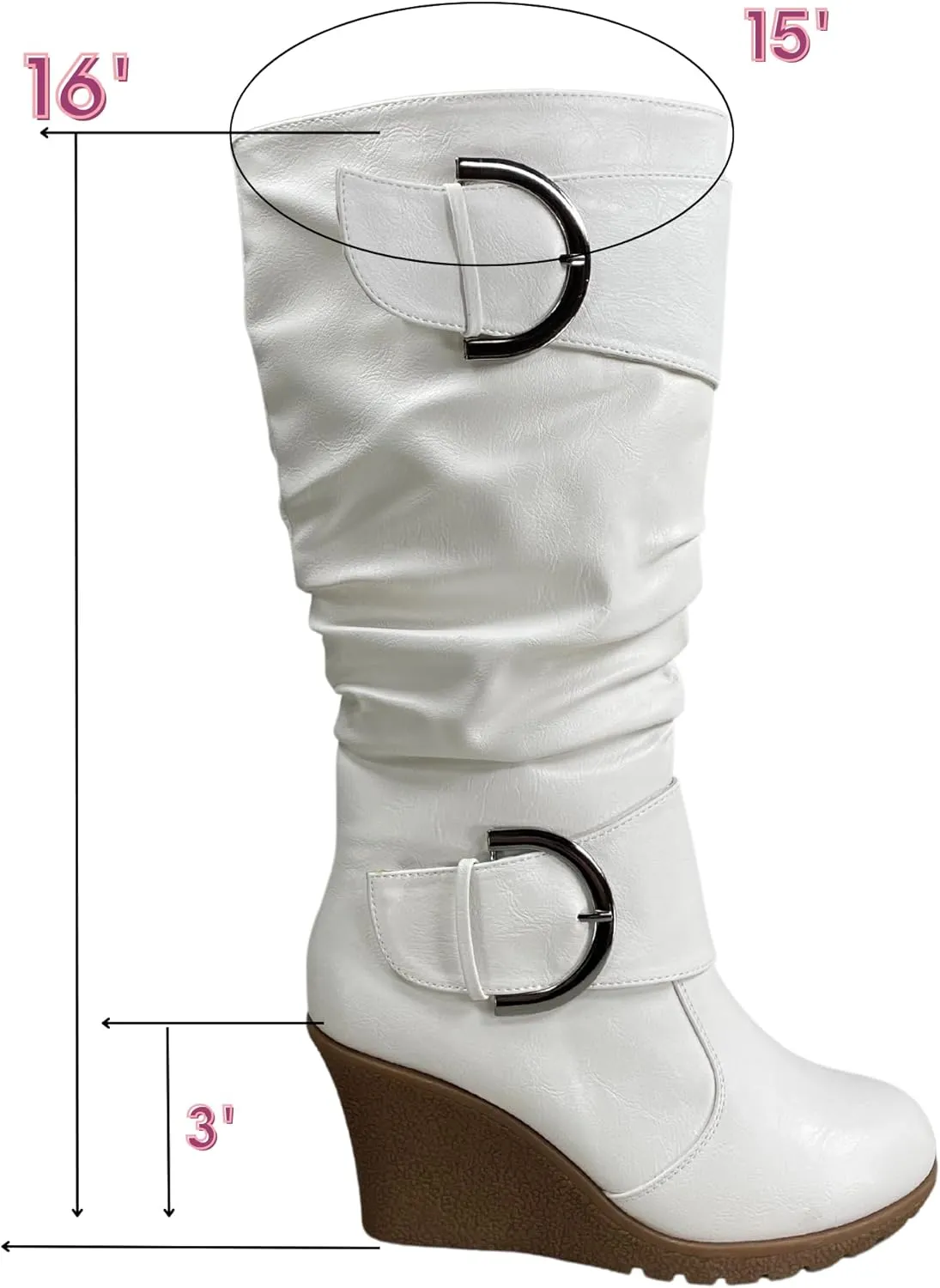 TZ Rose-65 Women's Fashion Round Toe Wedge Mid Calf Knee High Boot Shoes