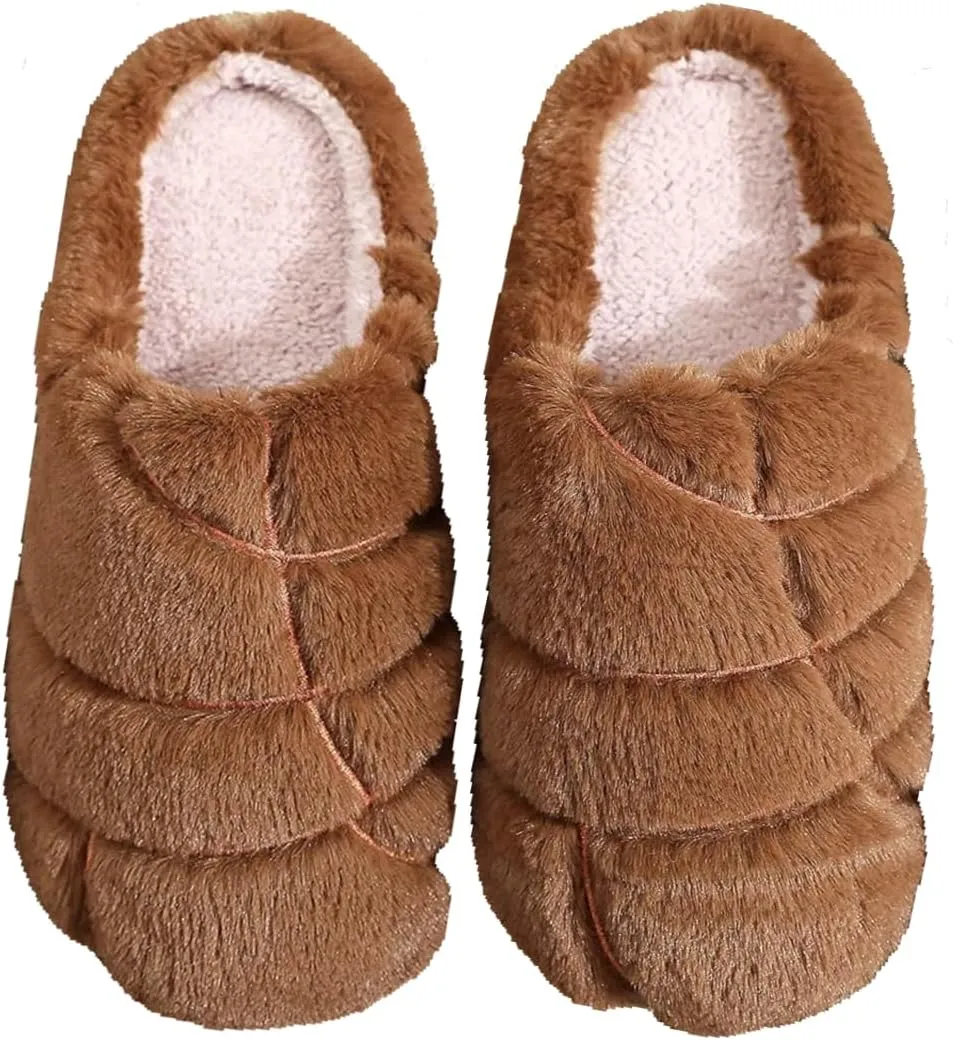 Unisex Adult Concha Slippers - Pink, Faux Fur, Memory Foam, Casual, Round Toe, Pull-On