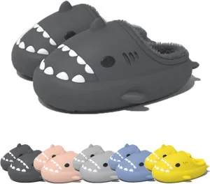 Unisex Winter Cloud Shark Slippers Adults Cartoon Fuzzy Slippers Slip On Non Slip Soft Comfy Home Cotton Slides Indoor & Outdoor
