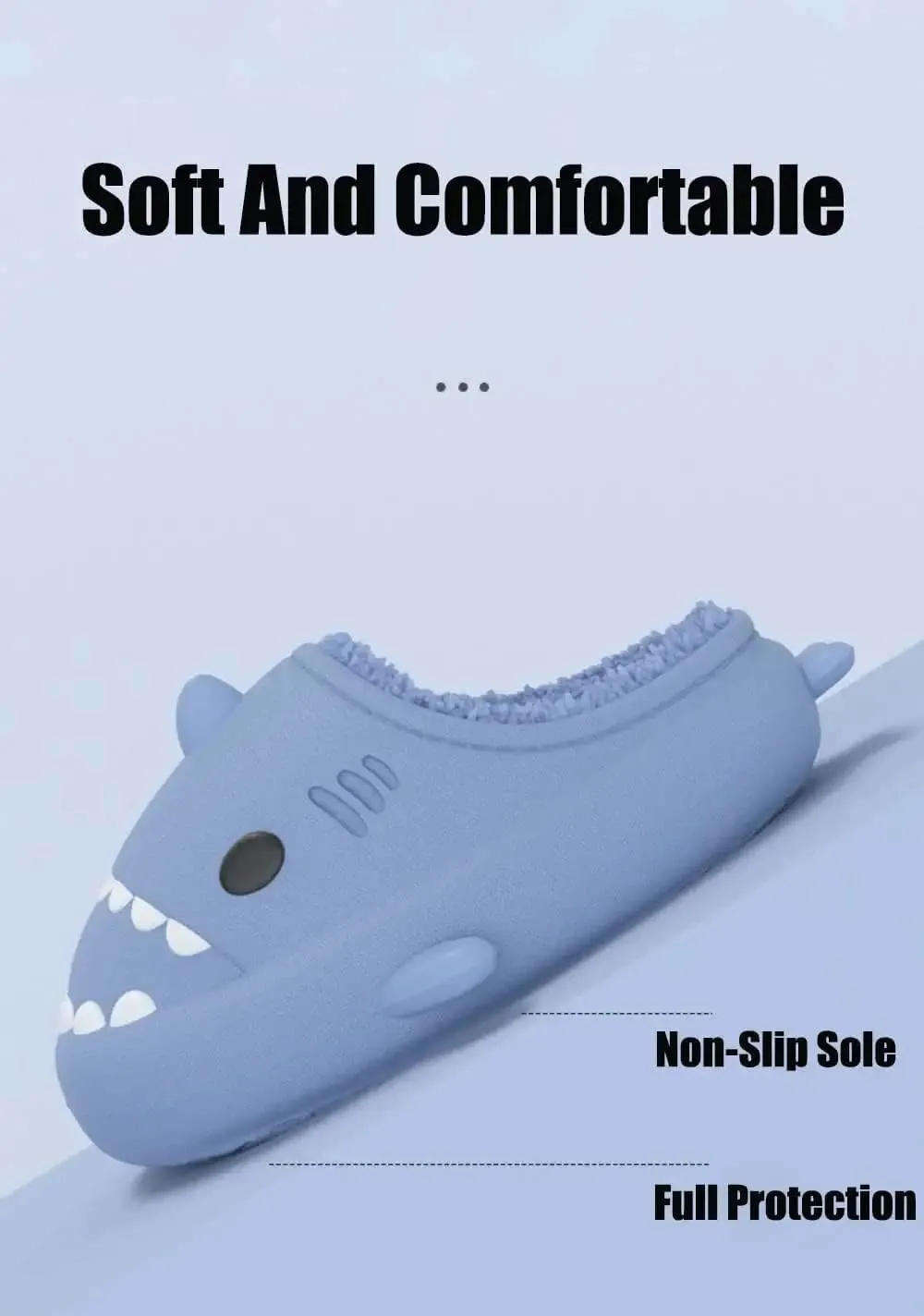 Unisex Winter Cloud Shark Slippers Adults Cartoon Fuzzy Slippers Slip On Non Slip Soft Comfy Home Cotton Slides Indoor & Outdoor