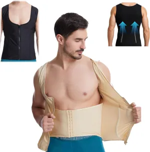 Upgrade Men's Zipper Waist Trainer Trimmer Vest, Men Sauna Vest Sweat Waist Trainer, Three-dimensional slim tailoring