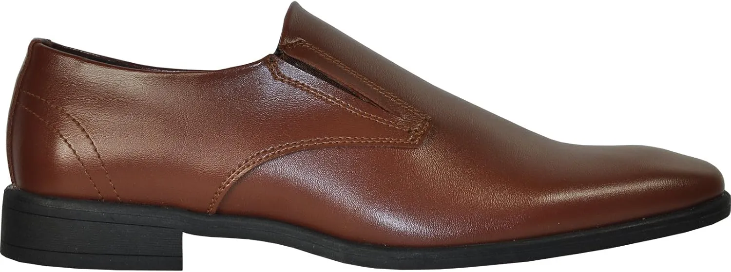 VANGELO Men Dress Slip-On Shoe Tux-4 Loafer Formal Tuxedo Shoe for Prom & Wedding Black Brown Size 6.5 to 18 -Wide Width Available
