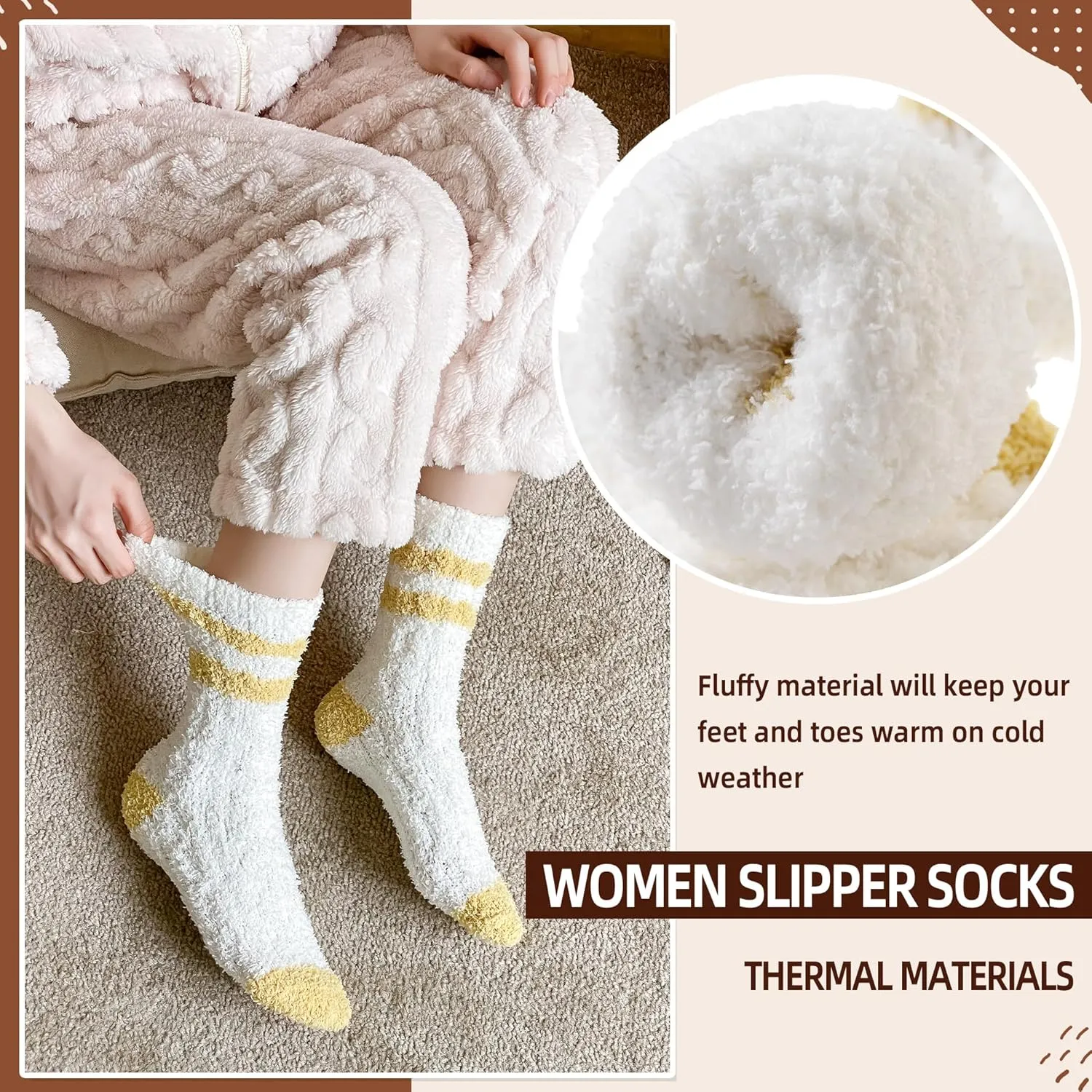 Velice Womens Fuzzy Socks Soft Cozy Fluffy Slipper Winter Socks Warm Plush Sleeping Christmas Socks