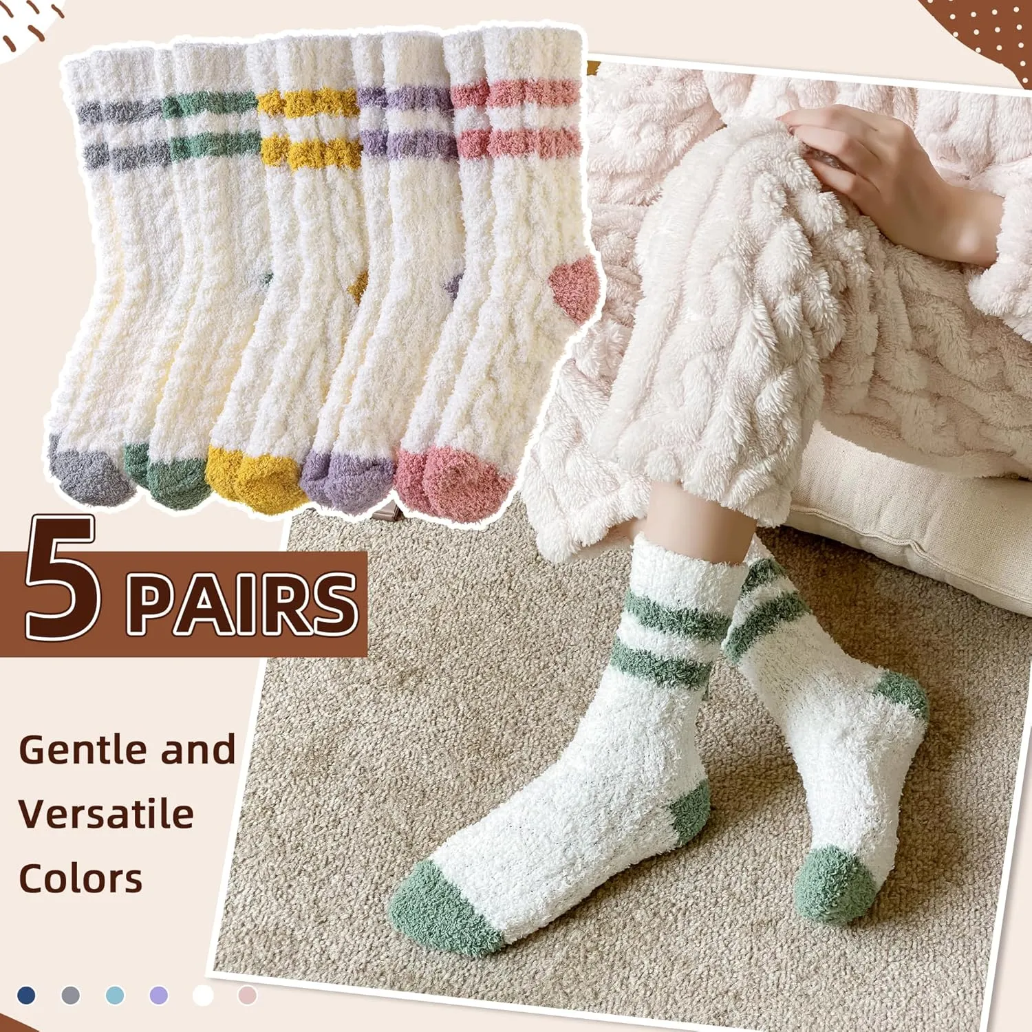 Velice Womens Fuzzy Socks Soft Cozy Fluffy Slipper Winter Socks Warm Plush Sleeping Christmas Socks
