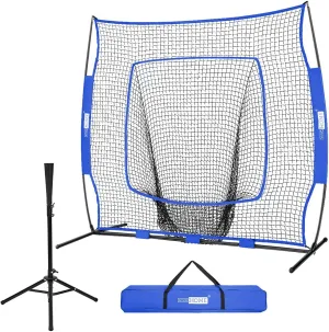 VIVOHOME Baseball Softball Batting Net - 7x7 Ft Baseball Backstop, Softball Practice Net for Hitting, Pitching, Throwing with Batting Tee and Carry Bag