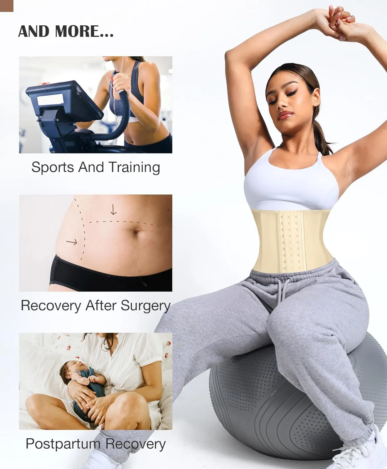 Waist Trainer for Women Latex Underbust Waist Cincher Corset, Tummy Control Corset Sport Girder Hourglass Body Shaper
