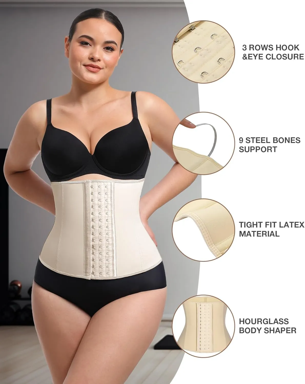 Waist Trainer for Women Latex Underbust Waist Cincher Corset, Tummy Control Corset Sport Girder Hourglass Body Shaper
