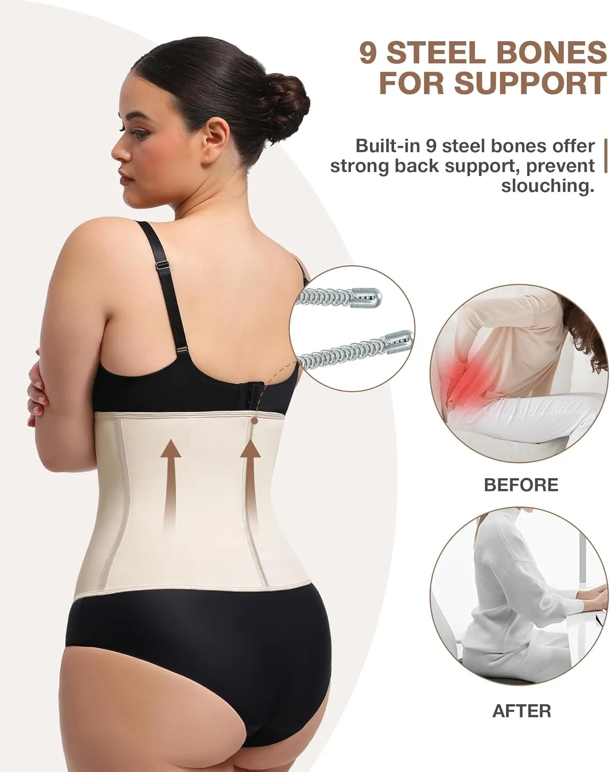 Waist Trainer for Women Latex Underbust Waist Cincher Corset, Tummy Control Corset Sport Girder Hourglass Body Shaper