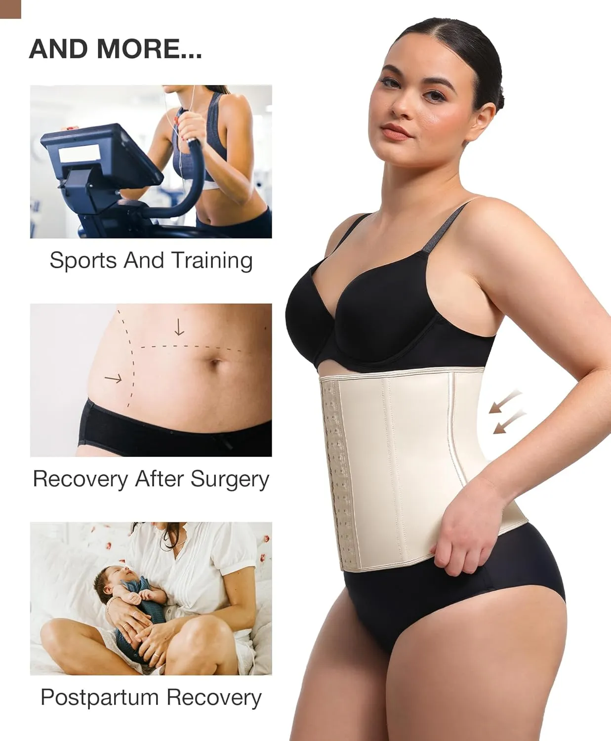 Waist Trainer for Women Latex Underbust Waist Cincher Corset, Tummy Control Corset Sport Girder Hourglass Body Shaper