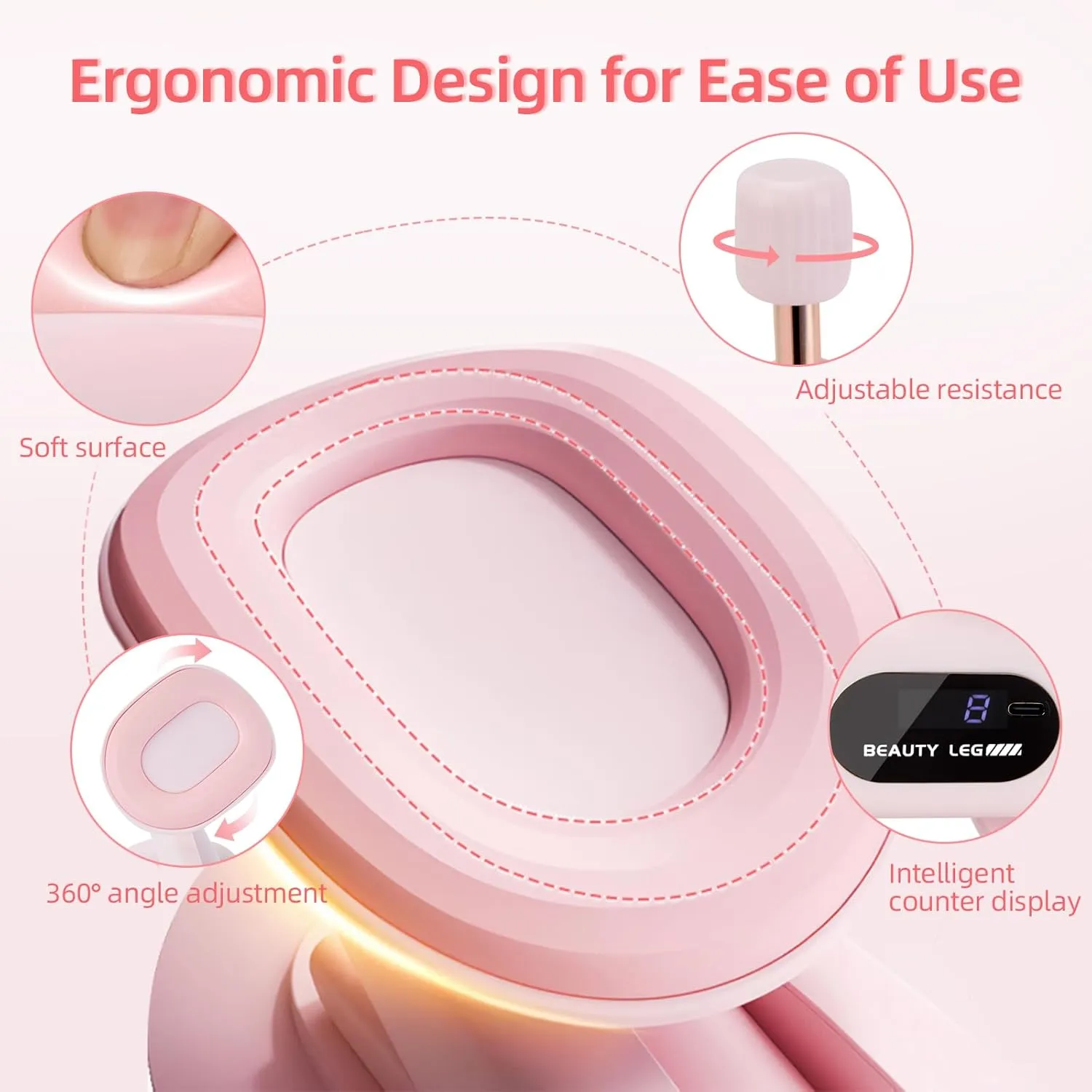 Welspo Thigh Master Adjustable Resistance Inner Thigh Exerciser, Kegel Exerciser, Pelvic Floor Trainer, Kegel Trainer for Postpartum Rehabilitation, 360° Rotating Panels, Digital Counter