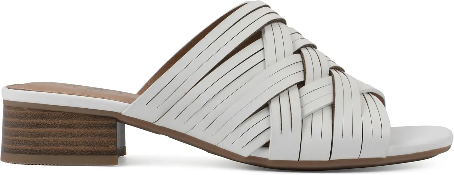 WHITE MOUNTAIN Women's Alluvia Low Block Heel Woven Sandal