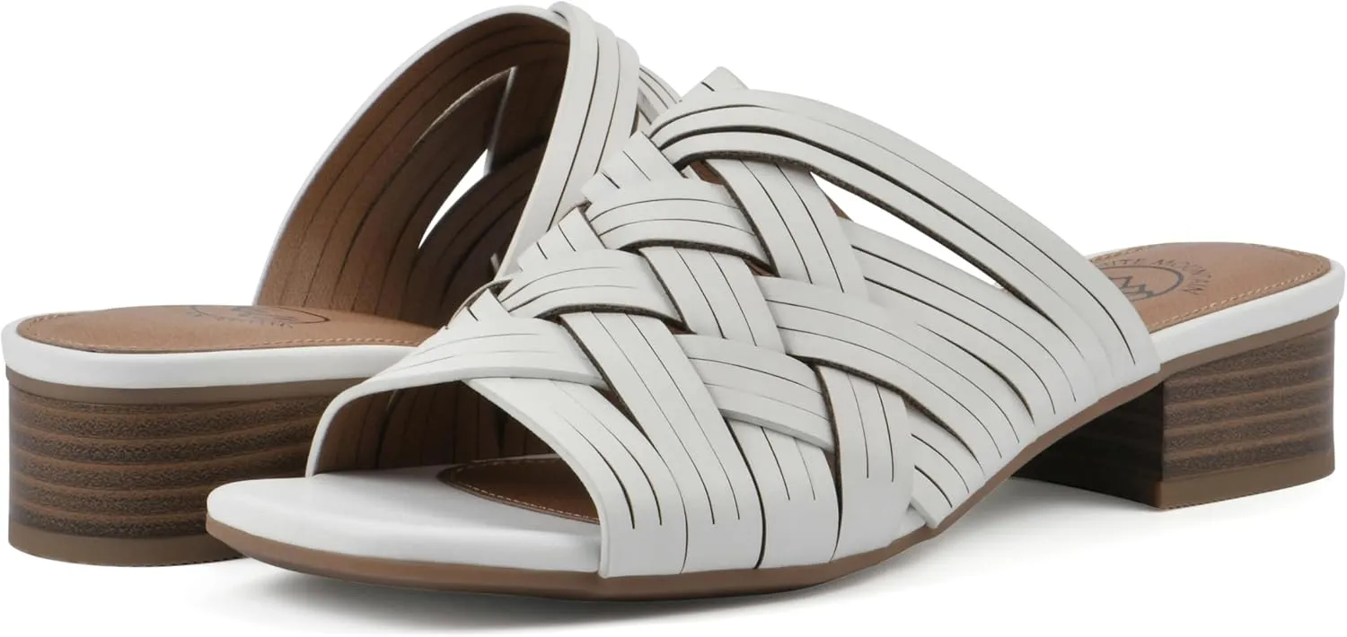 WHITE MOUNTAIN Women's Alluvia Low Block Heel Woven Sandal