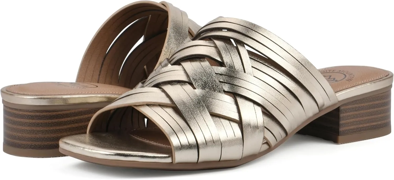 WHITE MOUNTAIN Women's Alluvia Low Block Heel Woven Sandal
