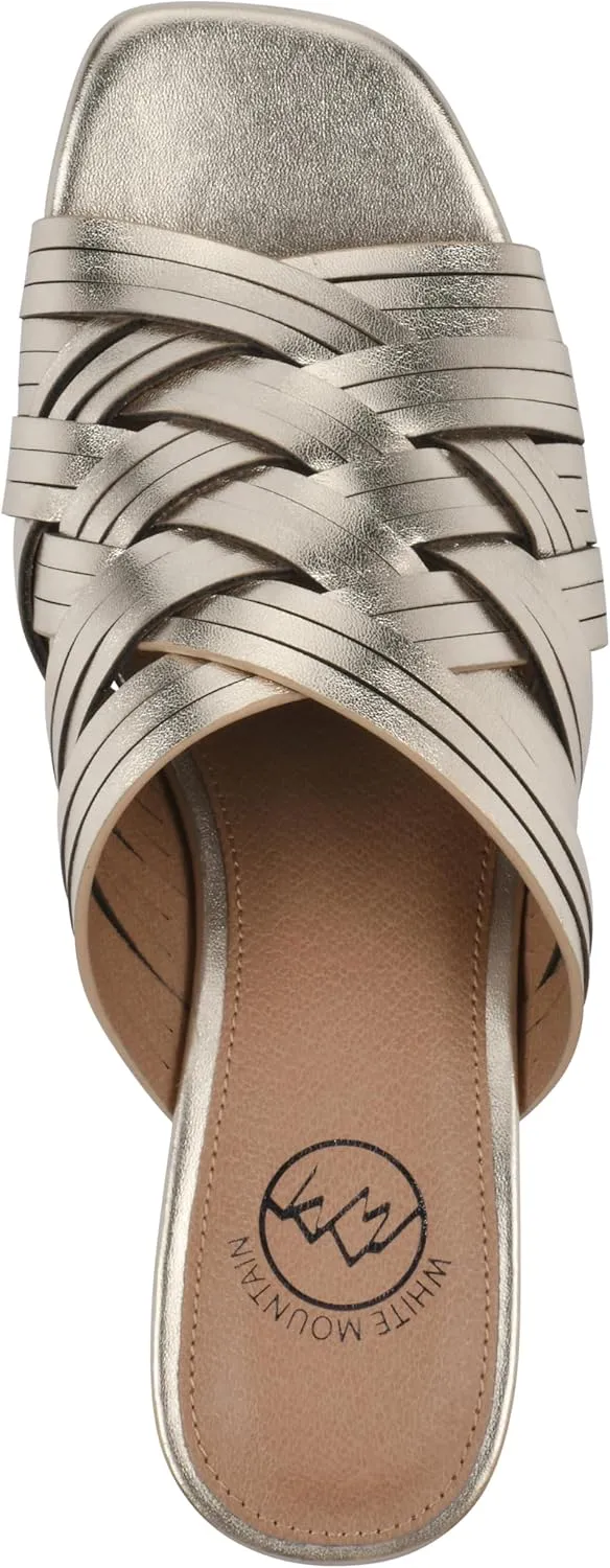 WHITE MOUNTAIN Women's Alluvia Low Block Heel Woven Sandal