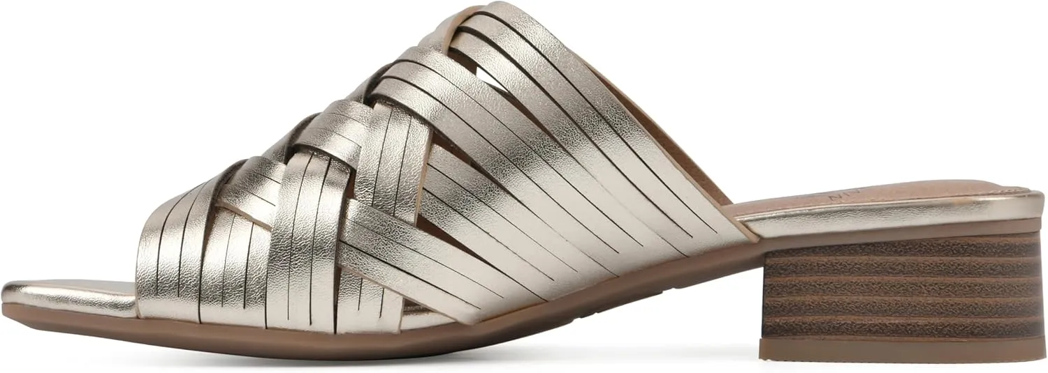 WHITE MOUNTAIN Women's Alluvia Low Block Heel Woven Sandal