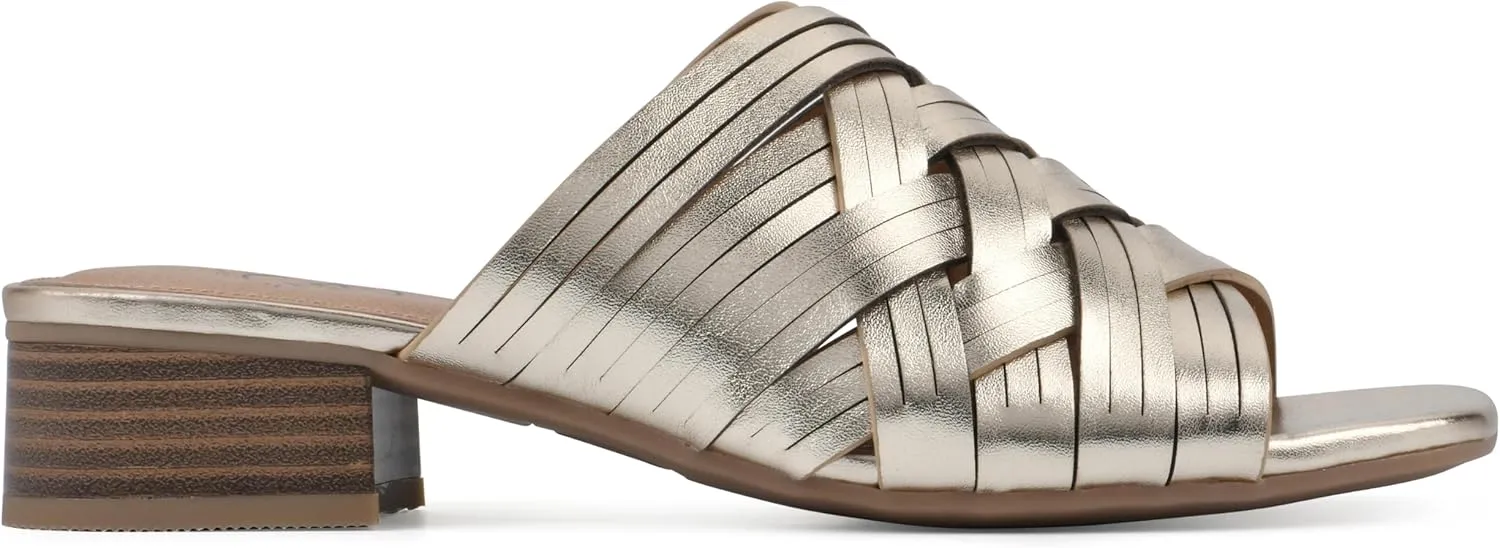 WHITE MOUNTAIN Women's Alluvia Low Block Heel Woven Sandal