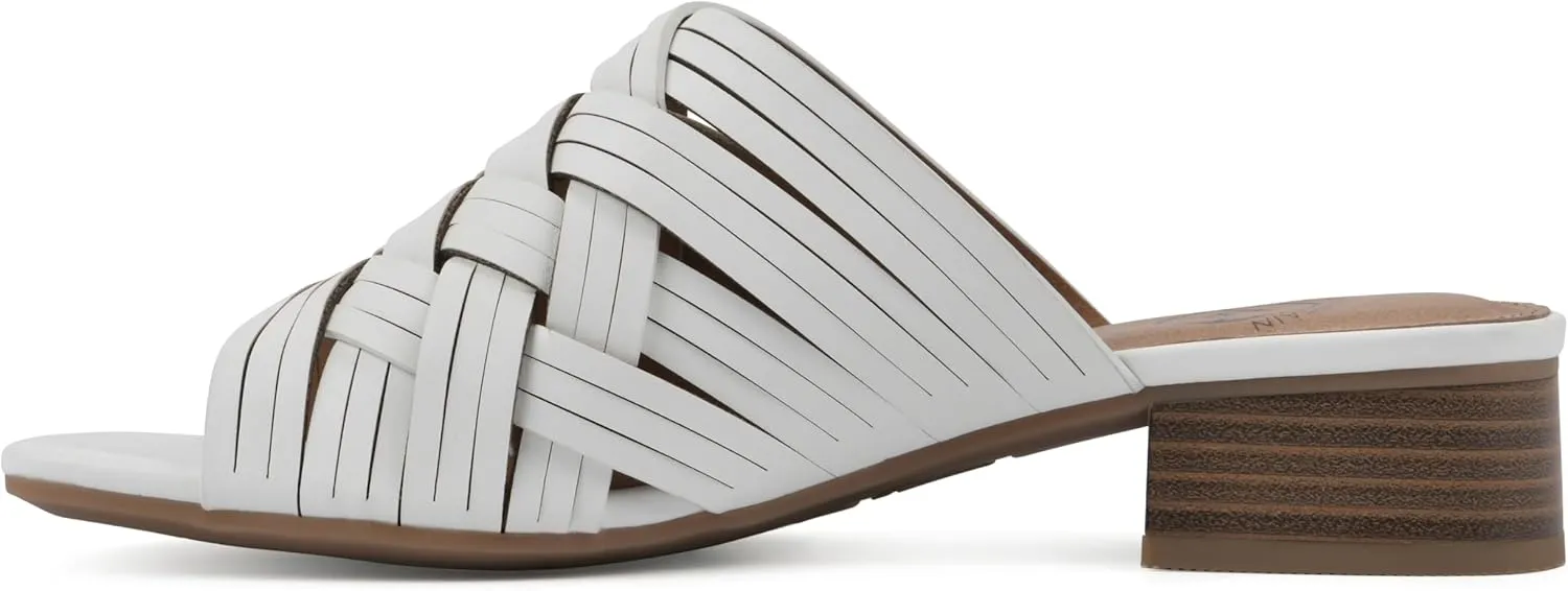WHITE MOUNTAIN Women's Alluvia Low Block Heel Woven Sandal