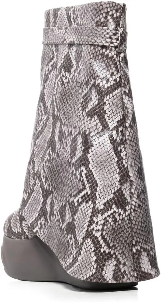 Women Round Toe Wedge Heel Fold Over Mid-calf Pull On Boots