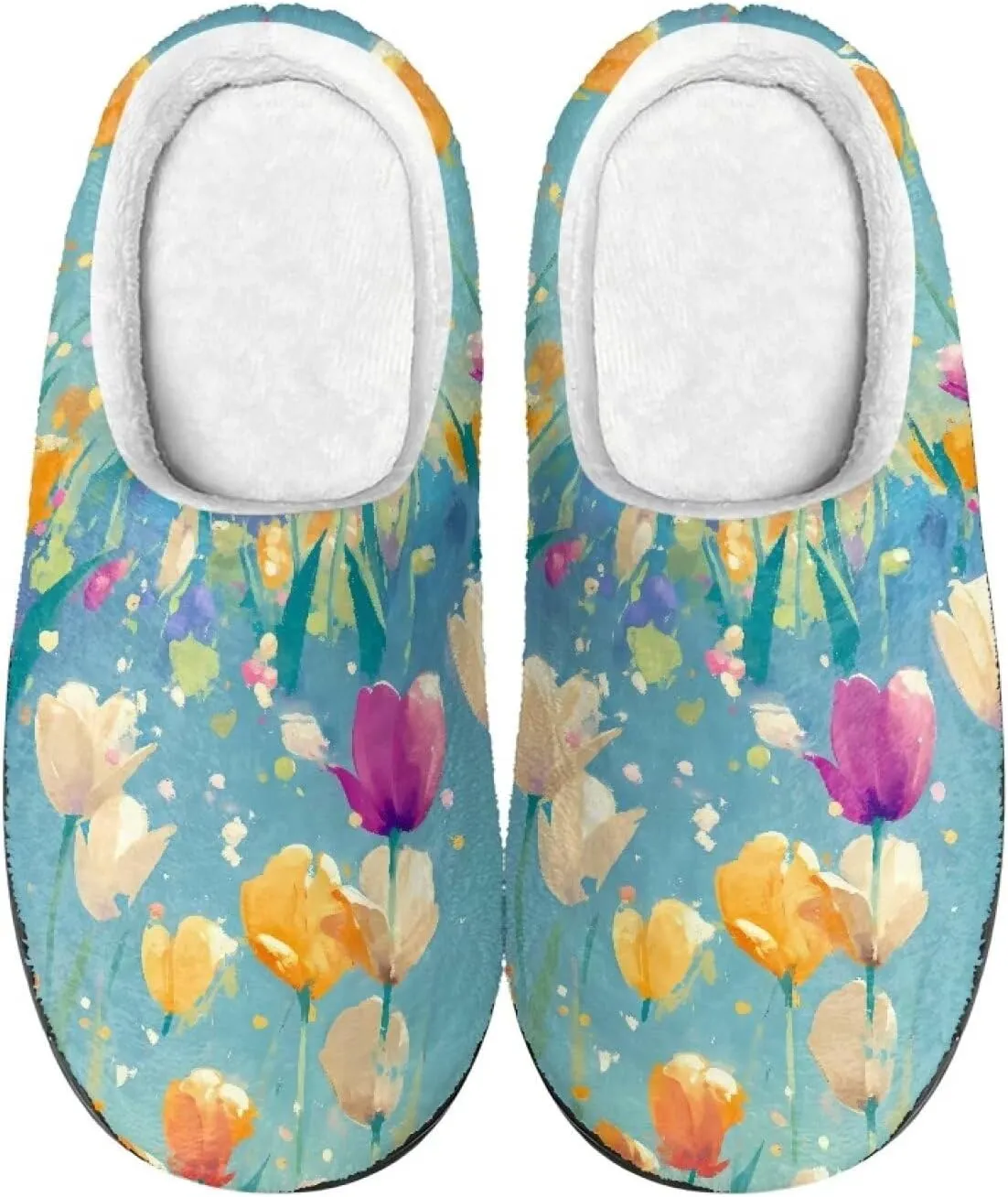 Womens Autumn Cozy&Warm Printed Slipper with Dog Grippers Cozy and Fun House Slippers for Women