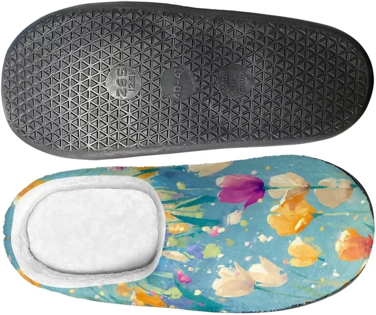 Womens Autumn Cozy&Warm Printed Slipper with Dog Grippers Cozy and Fun House Slippers for Women