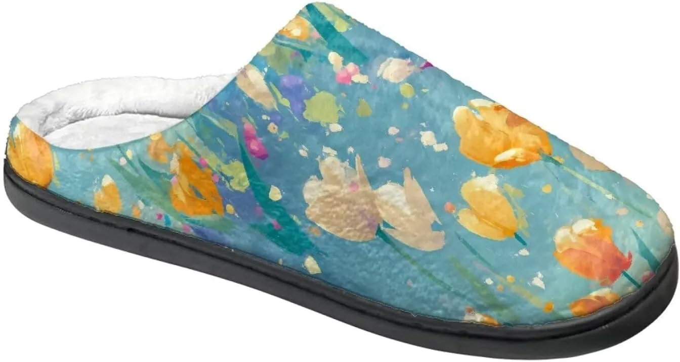 Womens Autumn Cozy&Warm Printed Slipper with Dog Grippers Cozy and Fun House Slippers for Women