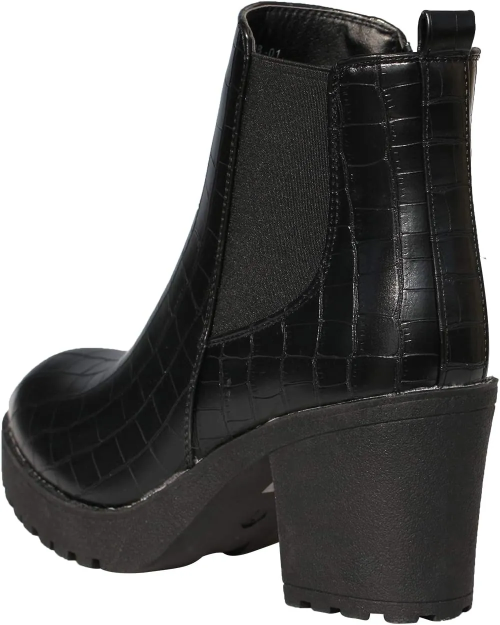 Women’s Block Chunky Heel Ankle Booties Slip on Platform Boots Zipper up High Heel Chelsea Boots