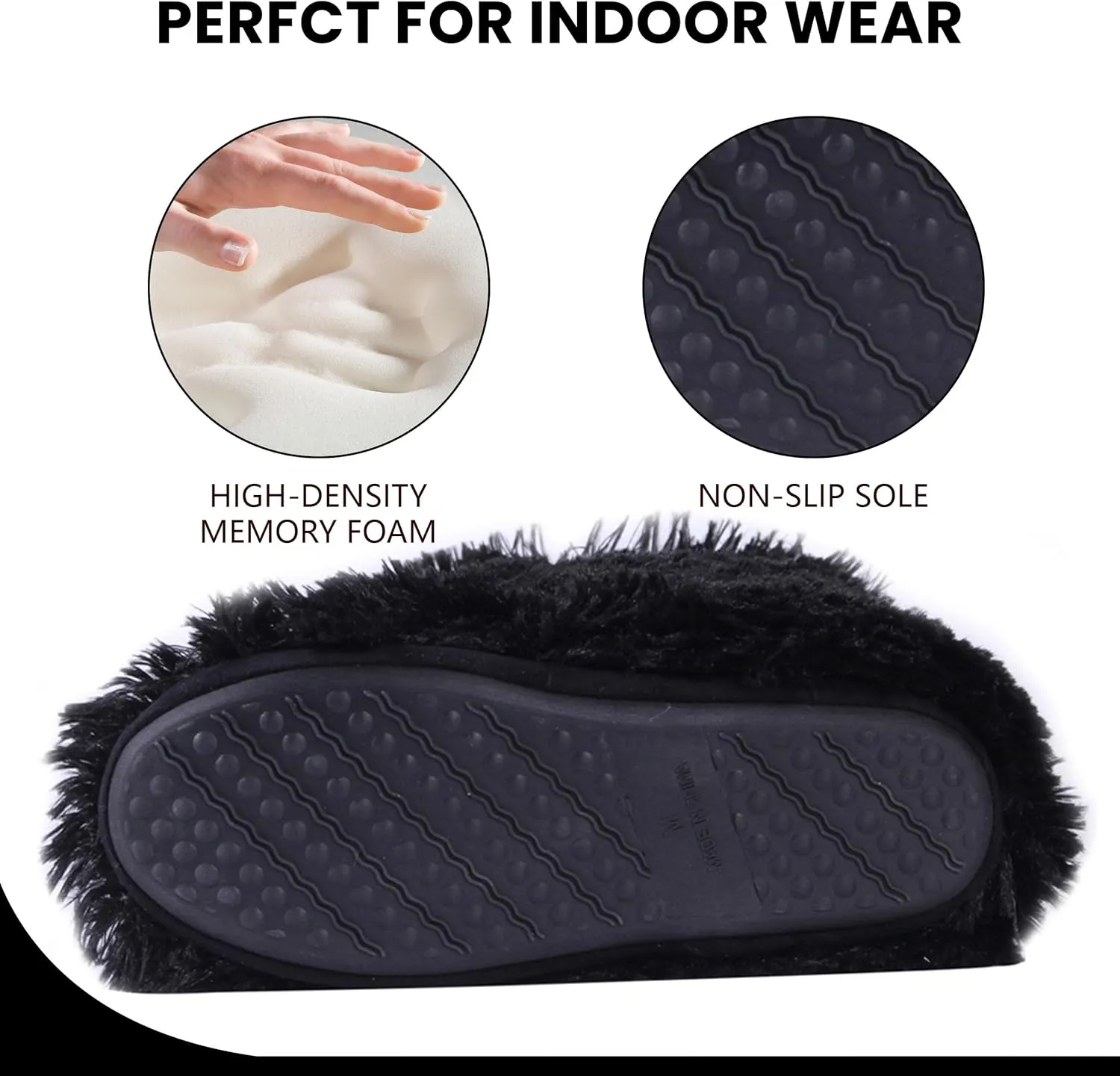 Women's Boots Slippers Fuzzy Warm Memory Foam Indoor House Shoes Booties Slippers with Non-slip Rubber Soles