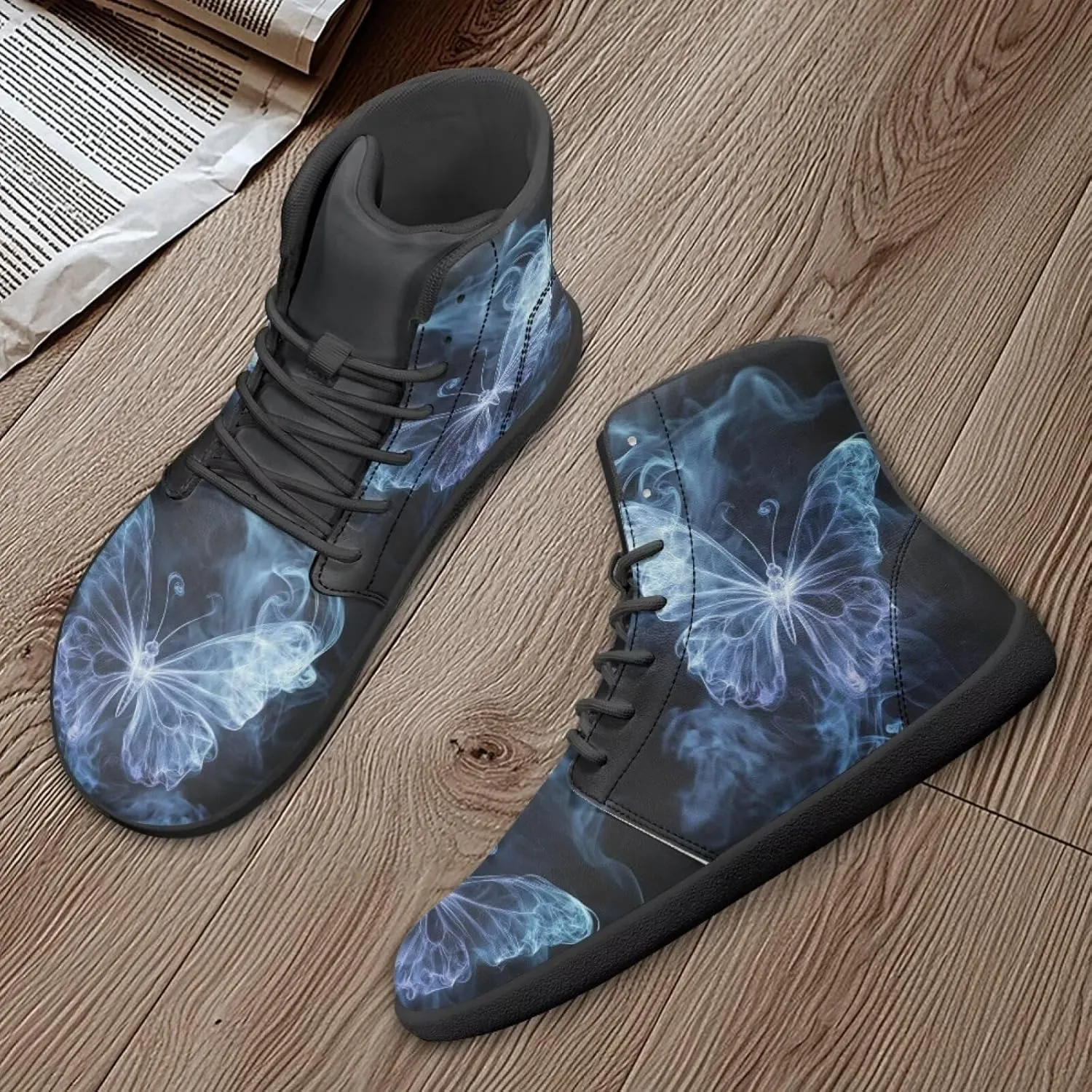 Women's Butterfly High Tops Walking Shoes PU Leather Running Sneakers Business Trainer Sneaker