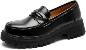 Women's Comfortable Mid-Heel Penny Loafer Slip On Dress Shoes