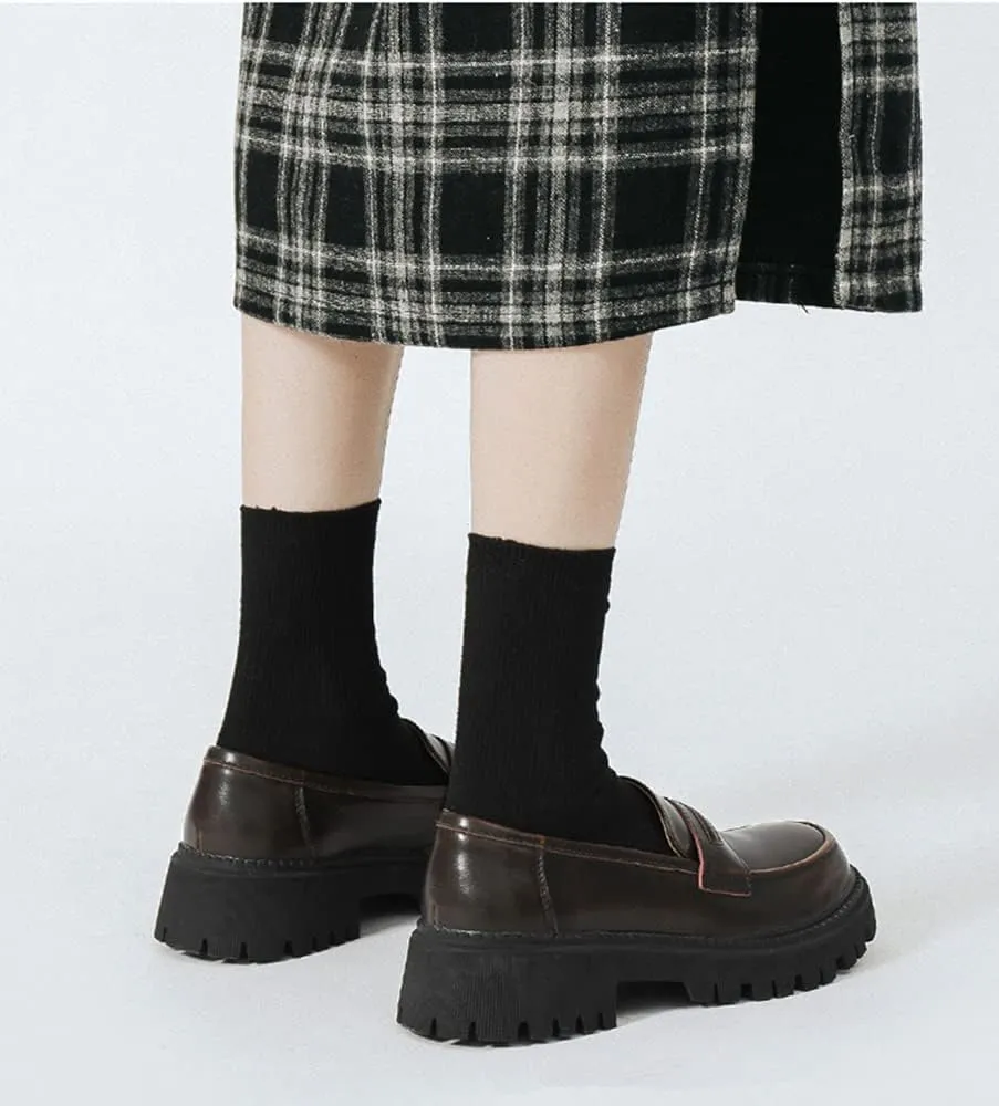Women's Comfortable Mid-Heel Penny Loafer Slip On Dress Shoes
