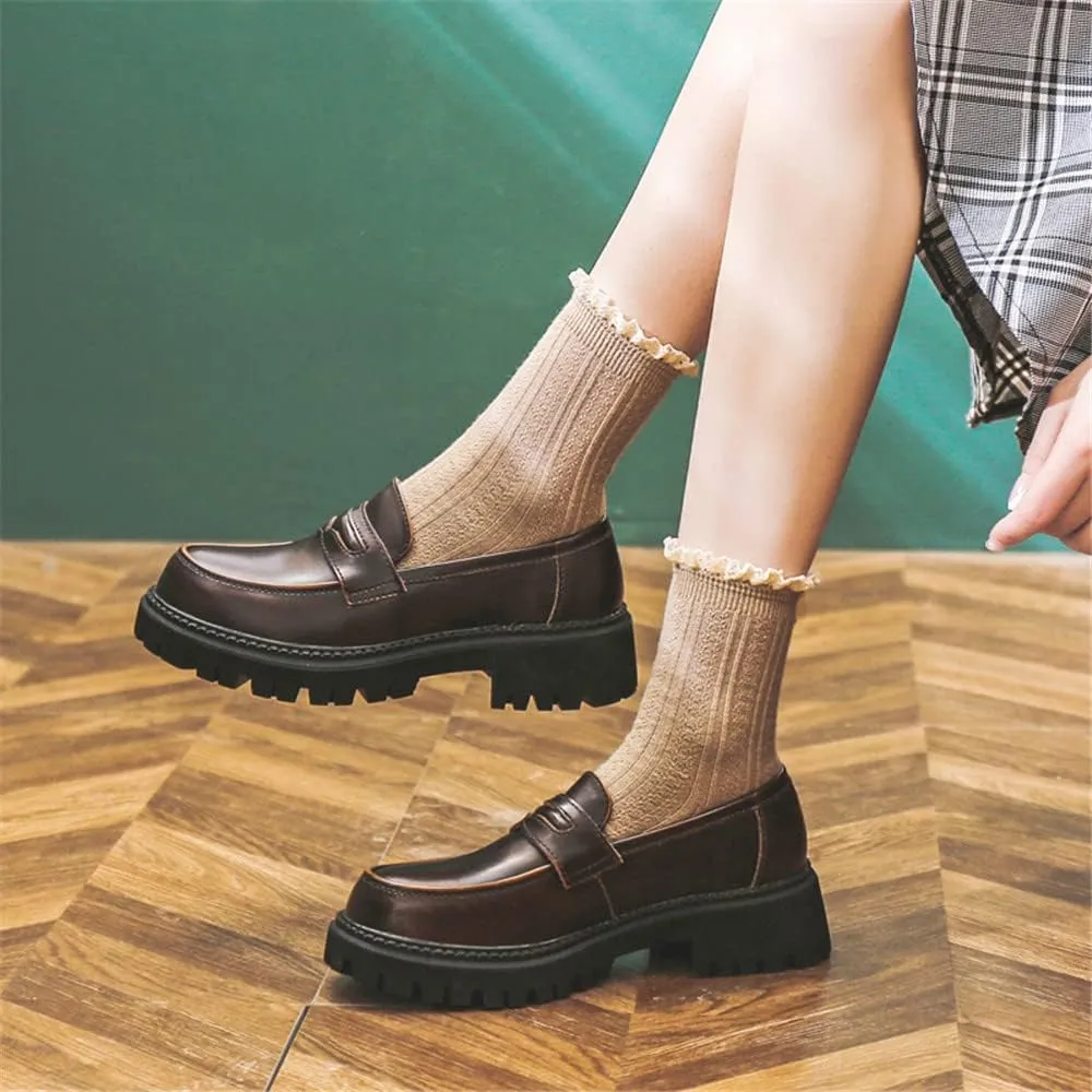 Women's Comfortable Mid-Heel Penny Loafer Slip On Dress Shoes