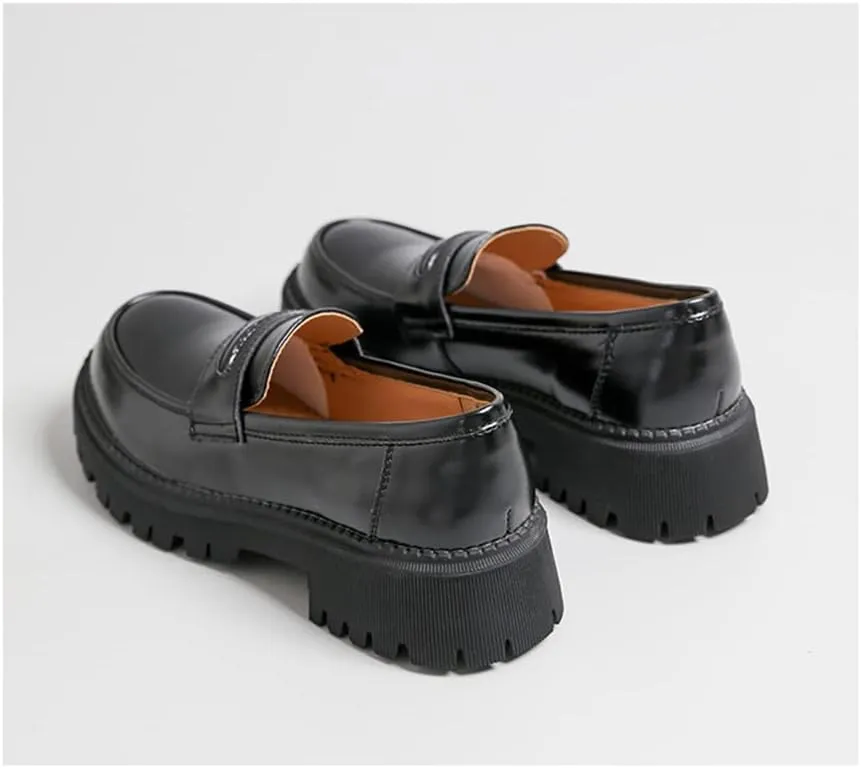 Women's Comfortable Mid-Heel Penny Loafer Slip On Dress Shoes