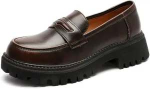 Women's Comfortable Mid-Heel Penny Loafer Slip On Dress Shoes
