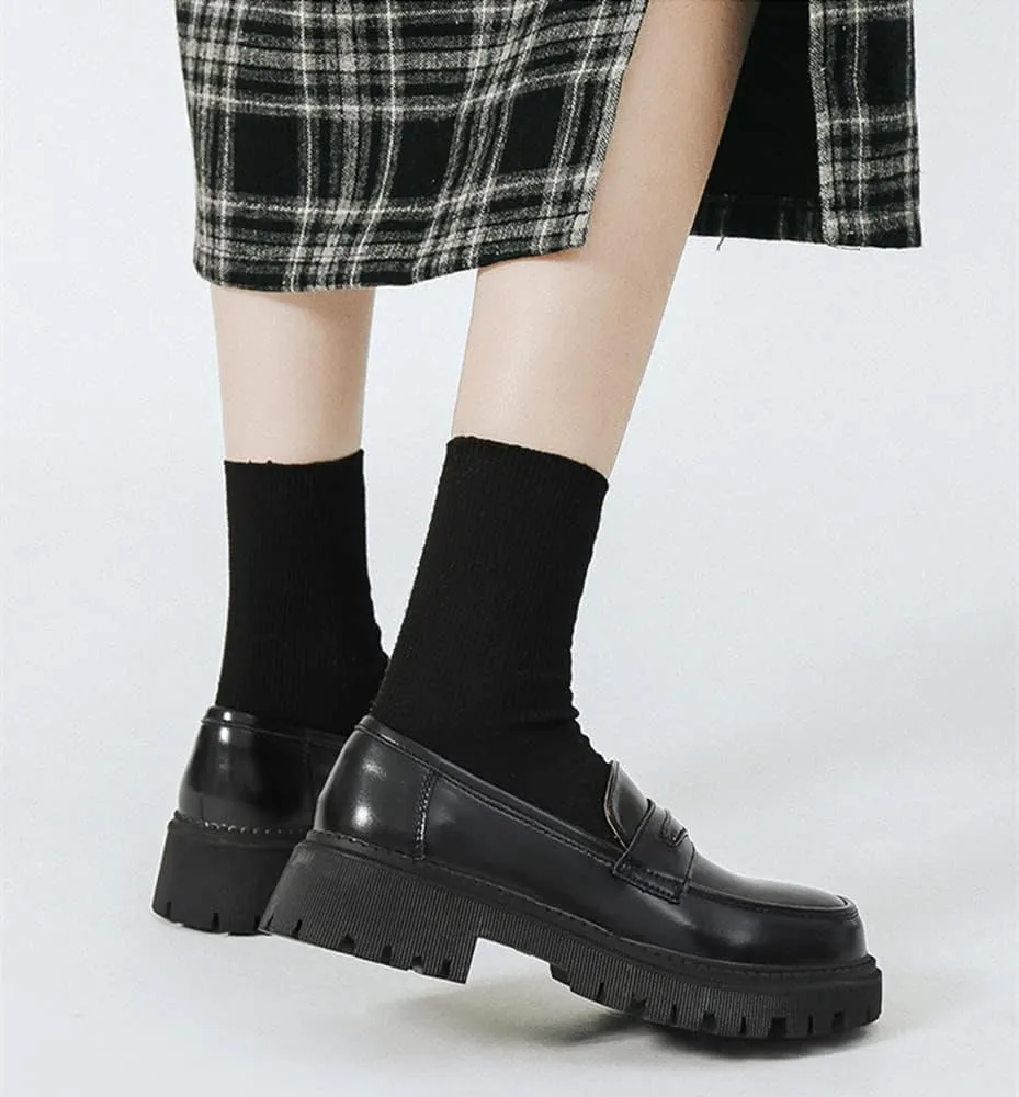 Women's Comfortable Mid-Heel Penny Loafer Slip On Dress Shoes