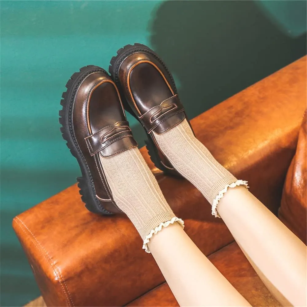 Women's Comfortable Mid-Heel Penny Loafer Slip On Dress Shoes