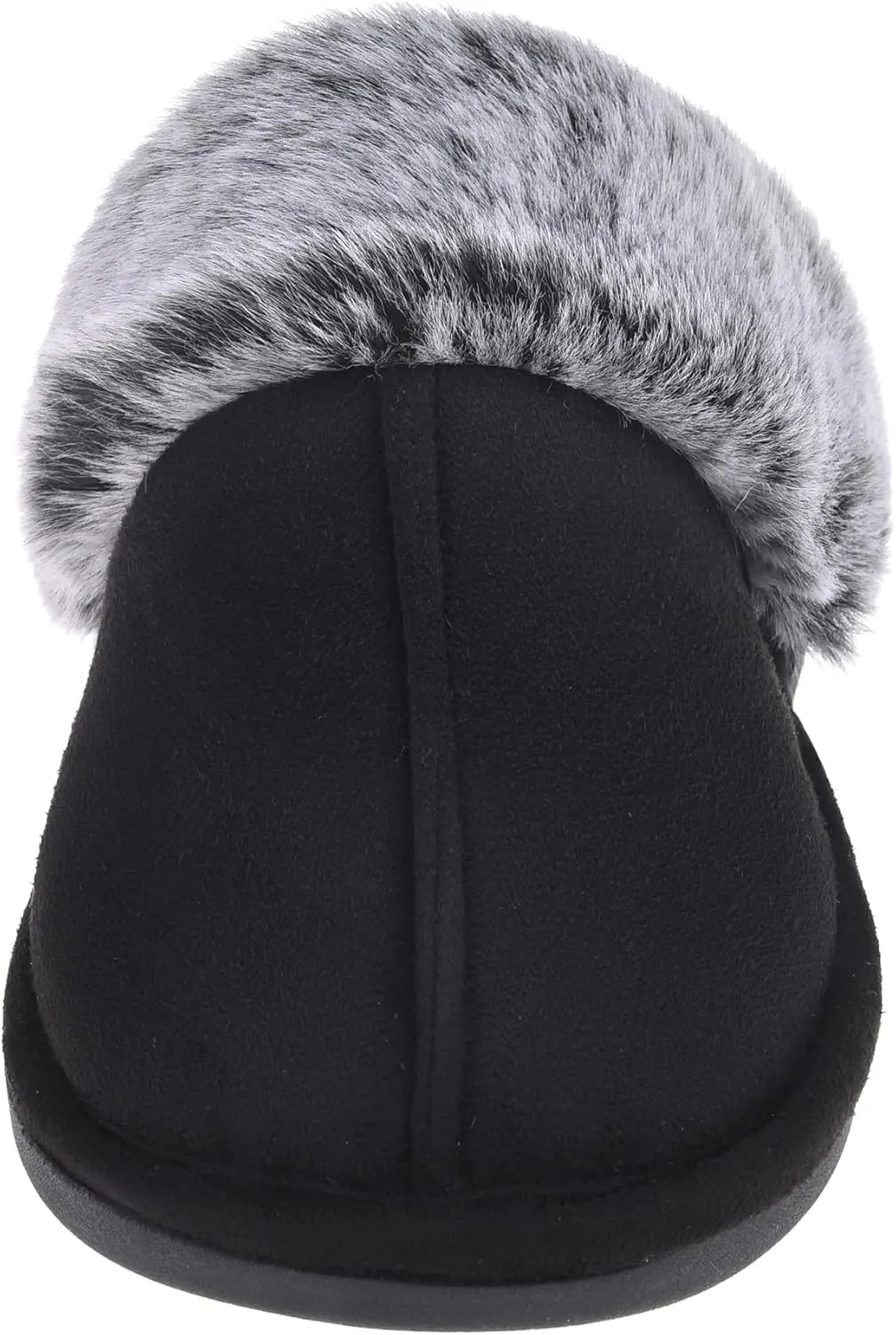 Women's Comfy Faux Fur Scuff Slippers Micro Suede Memory Foam Slip on Fuzzy Slide House Shoes Anti-Skid Sole