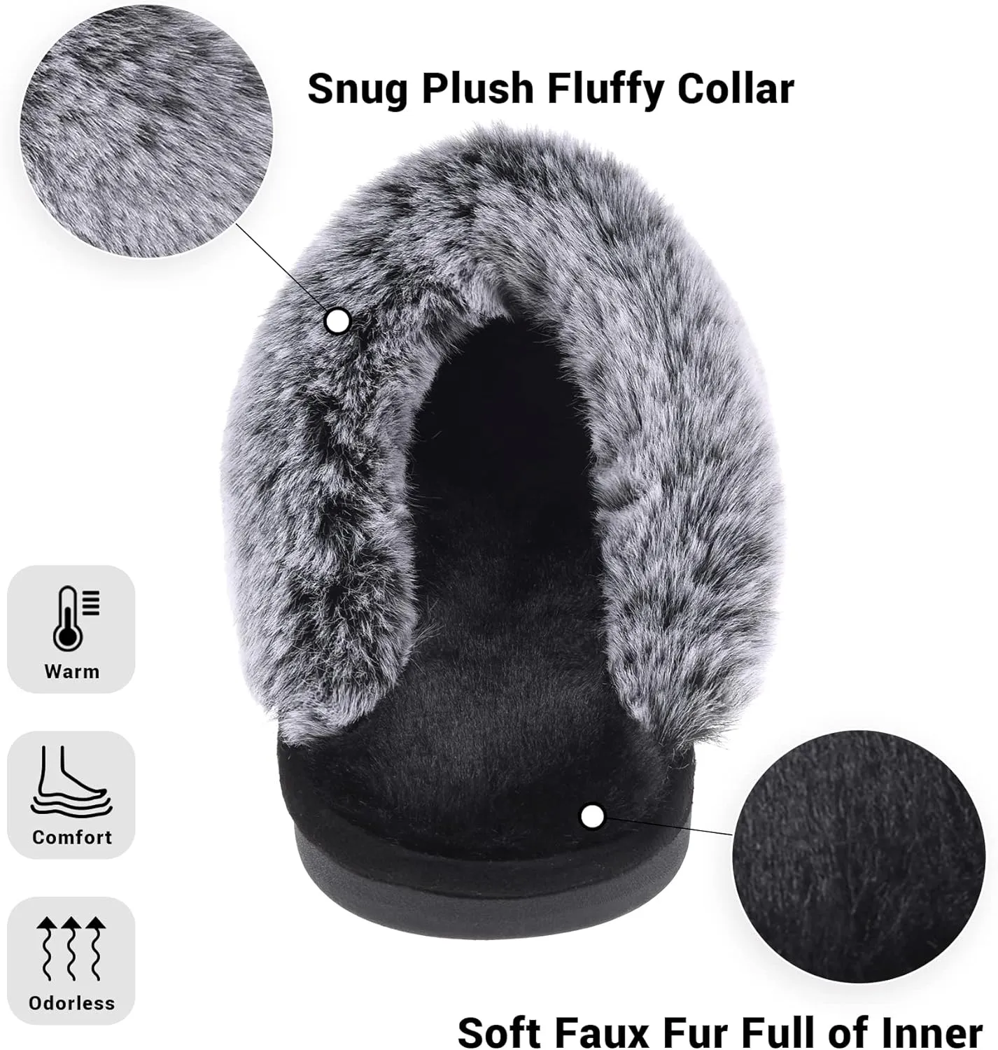 Women's Comfy Faux Fur Scuff Slippers Micro Suede Memory Foam Slip on Fuzzy Slide House Shoes Anti-Skid Sole