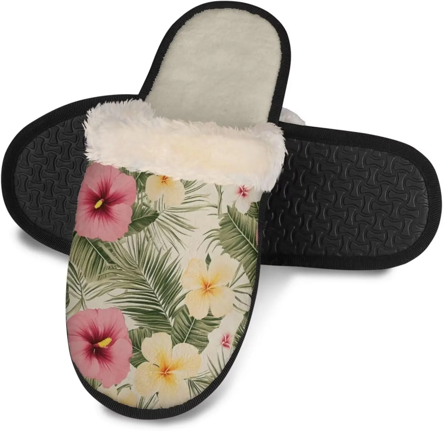 Women's Cotton Slipper Warm Furry Bedroom House Slipper Soft Fluffy Collar Winter Non-Slip House Outdoor Slipper for Ladies XS-XL