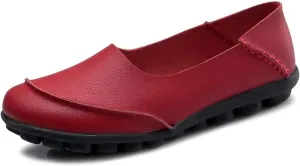 Women's Cowhide Leather Loafers Flats Moccasins Slip-On