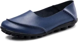 Women's Cowhide Leather Loafers Flats Moccasins Slip-On