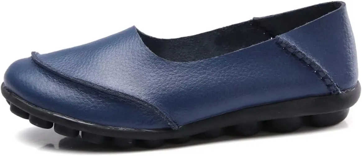 Women's Cowhide Leather Loafers Flats Moccasins Slip-On