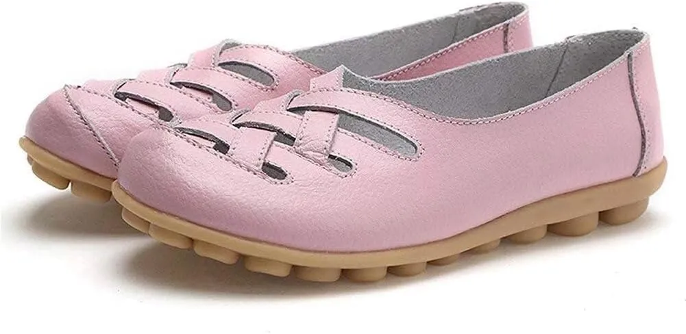 Women's Cowhide Leather Loafers Flats Sandals Slip-On