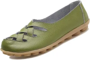 Women's Cowhide Leather Loafers Flats Sandals Slip-On