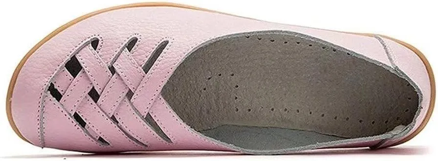 Women's Cowhide Leather Loafers Flats Sandals Slip-On