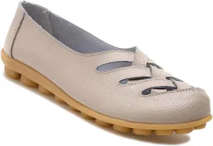 Women's Cowhide Leather Loafers Flats Sandals Slip-On