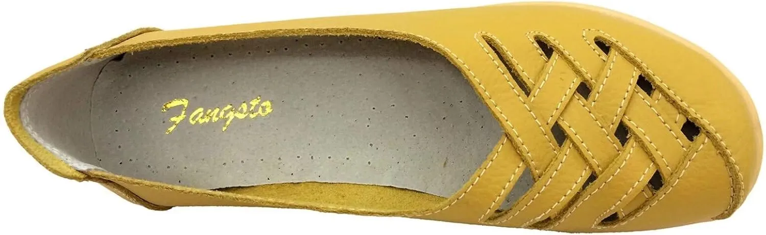 Women's Cowhide Leather Loafers Flats Sandals Slip-On