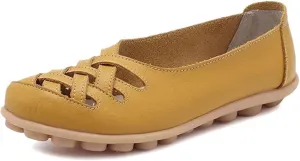 Women's Cowhide Leather Loafers Flats Sandals Slip-On