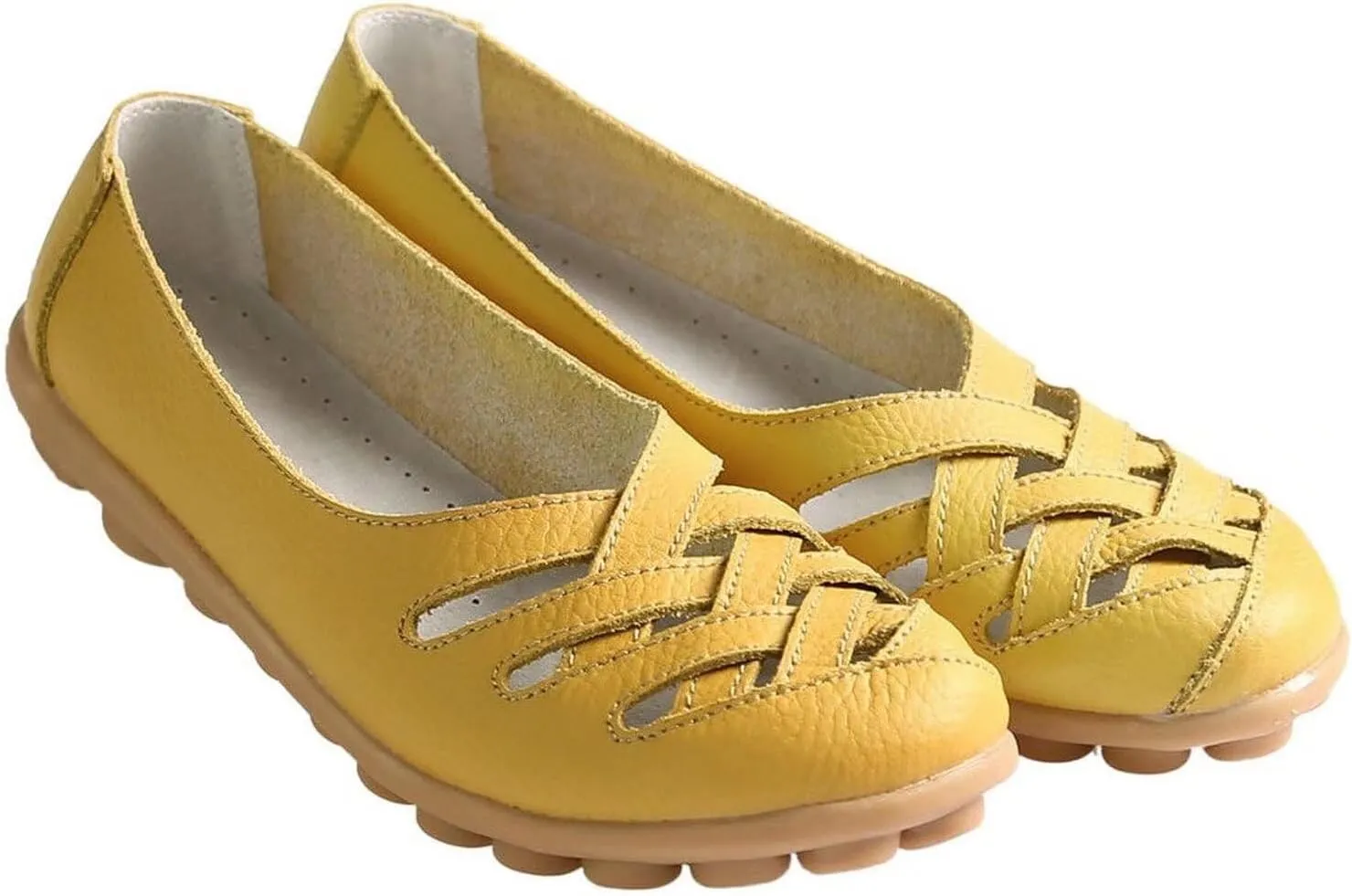 Women's Cowhide Leather Loafers Flats Sandals Slip-On